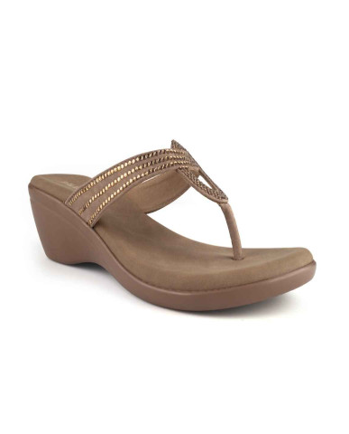 11099: Balujas Peach Wedge Heel Ladies Slipper