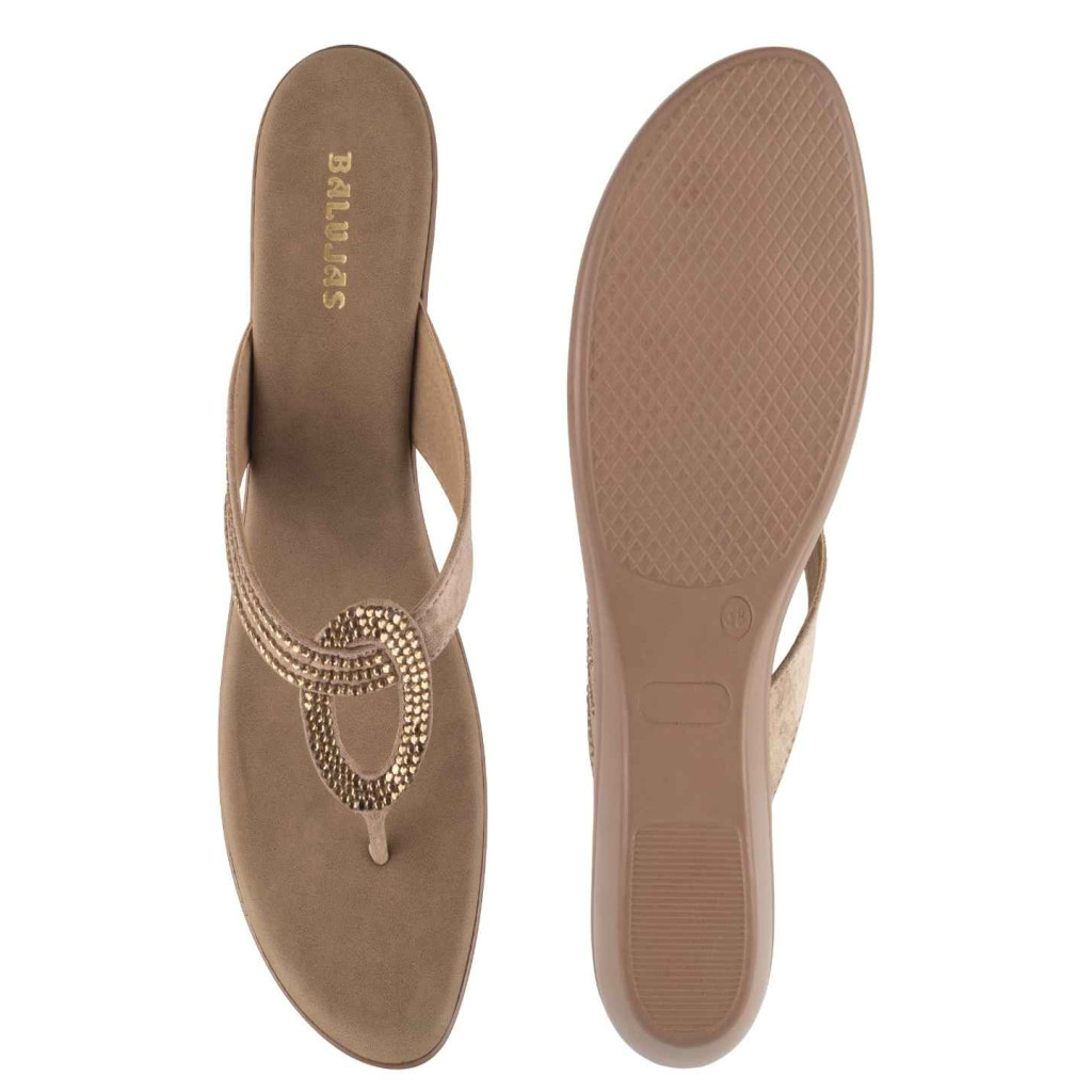 11099: Balujas Peach Wedge Heel Ladies Slipper