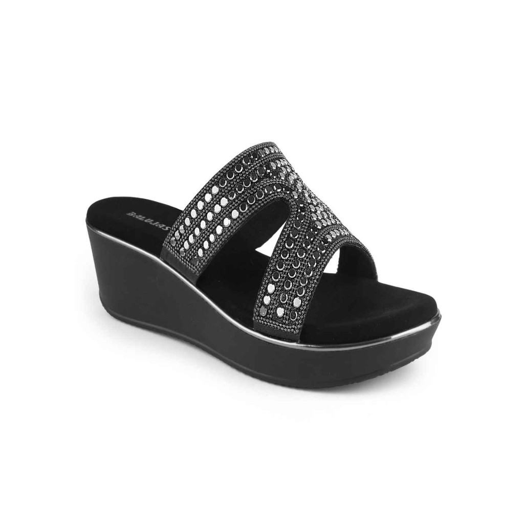11505: Balujas Black Wedge Heel Slipper 11505: Balujas Black Wedge Heel Slipper