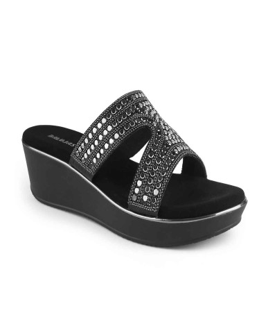 11505: Balujas Black Wedge Heel Slipper