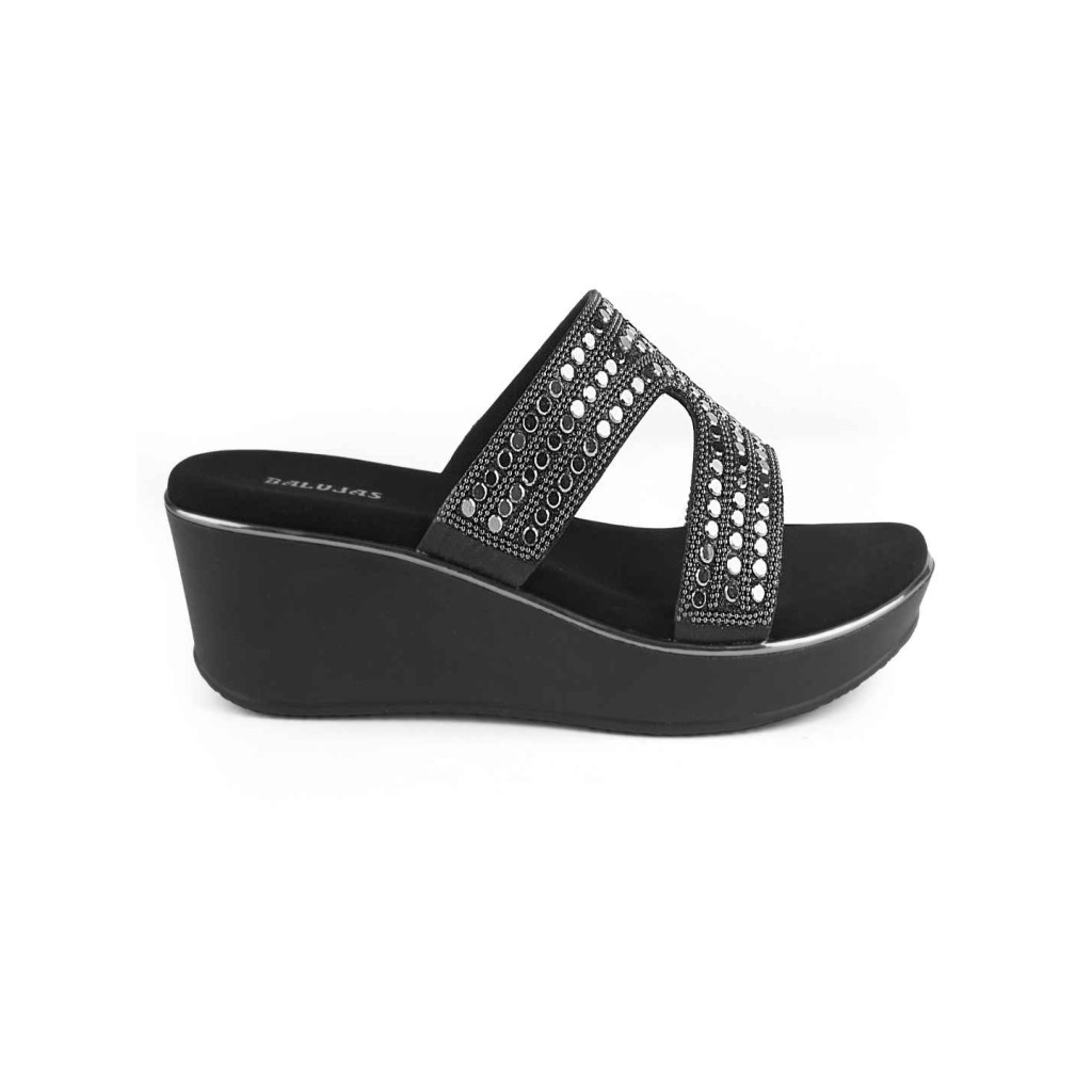 11505: Balujas Black Wedge Heel Slipper 11505: Balujas Black Wedge Heel Slipper