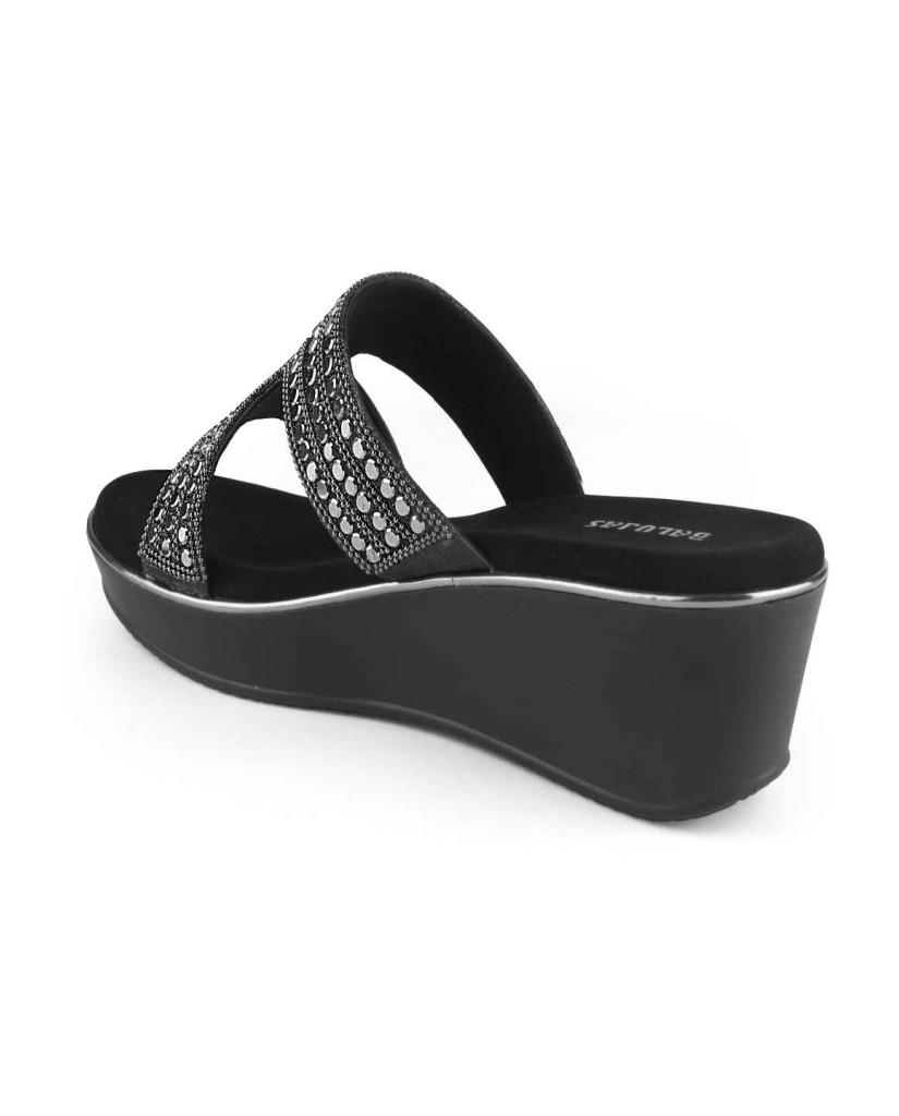 11505: Balujas Black Wedge Heel Slipper