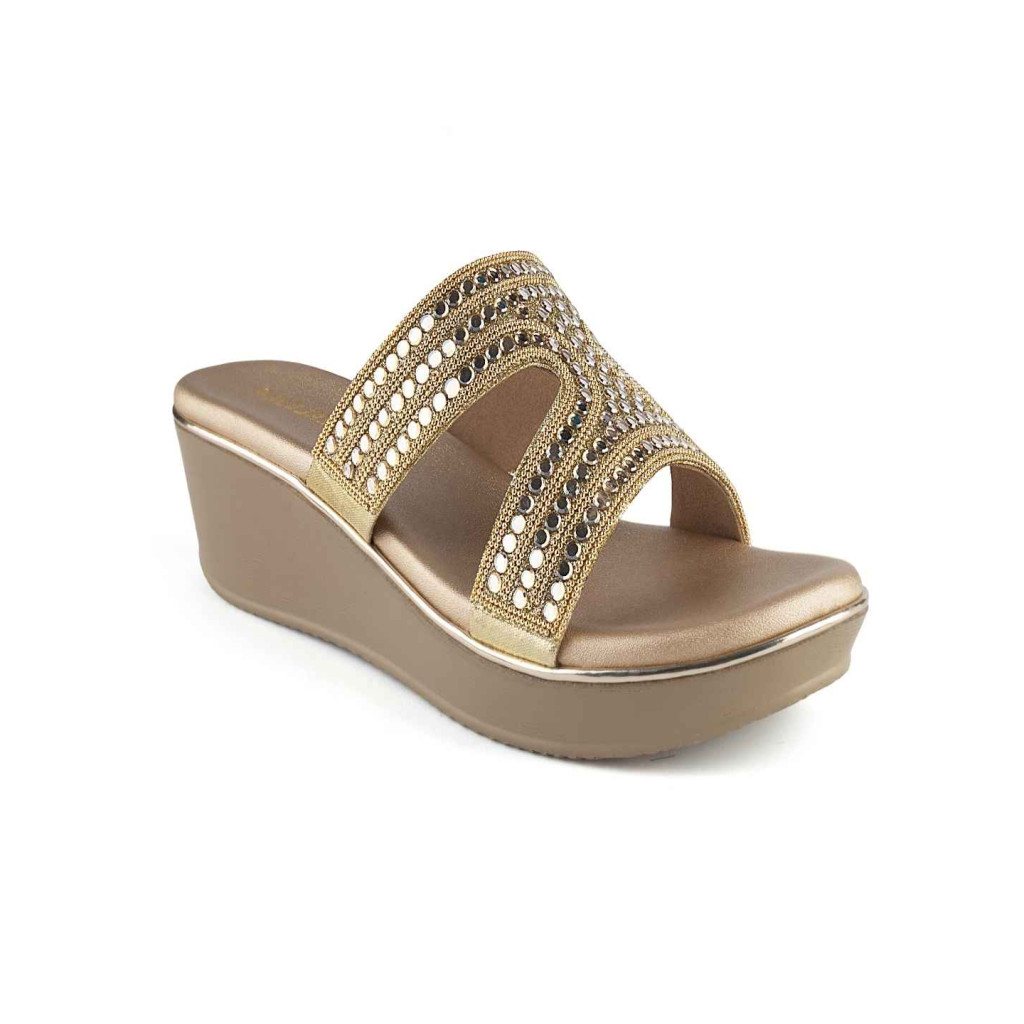 11505: Balujas Gold Wedge Heel Slipper