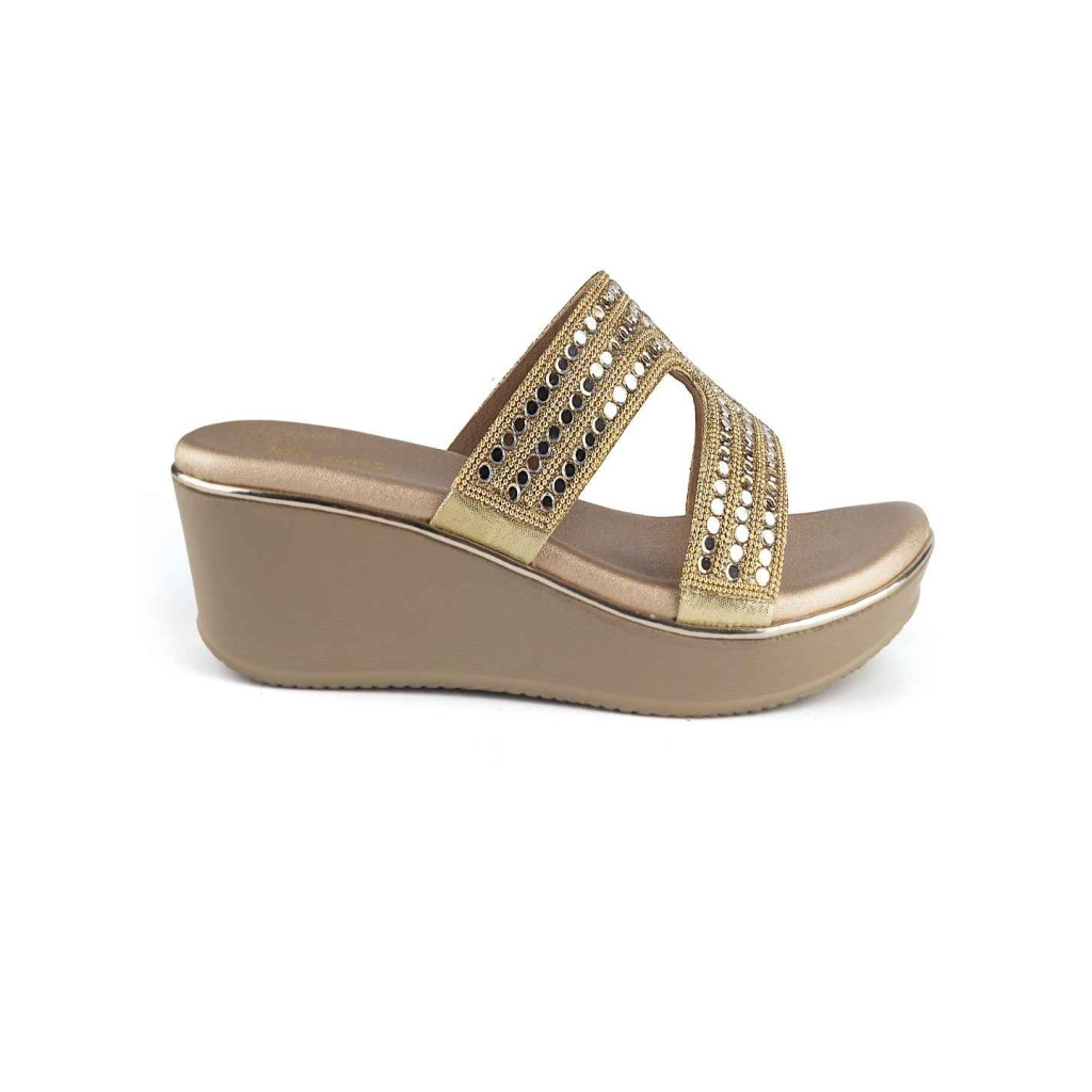11505: Balujas Gold Wedge Heel Slipper