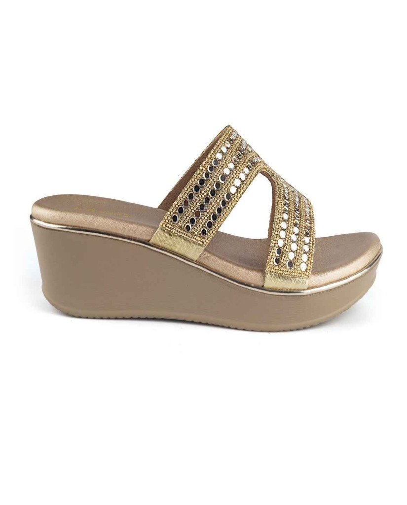 11505: Balujas Gold Wedge Heel Slipper