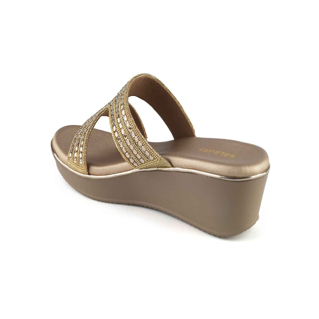 11505: Balujas Gold Wedge Heel Slipper