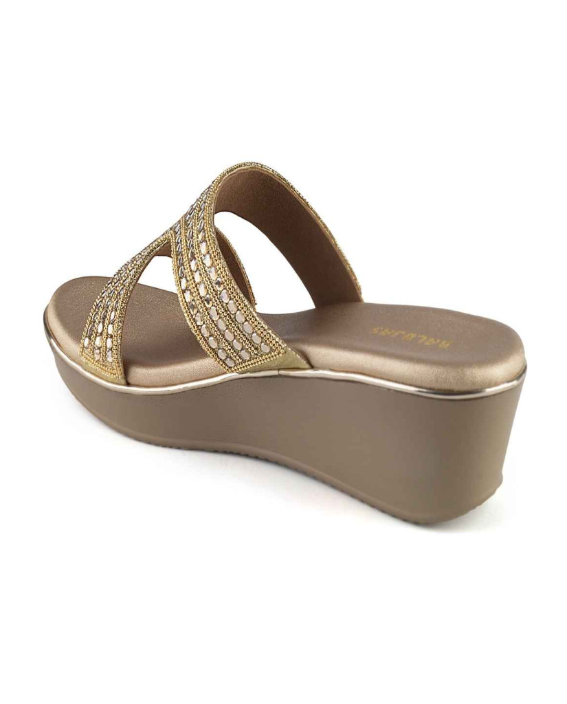 11505: Balujas Gold Wedge Heel Slipper