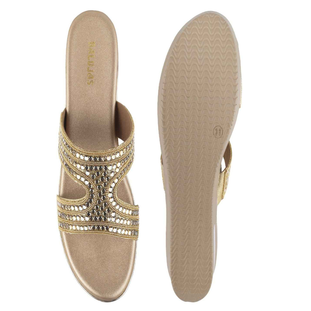 11505: Balujas Gold Wedge Heel Slipper