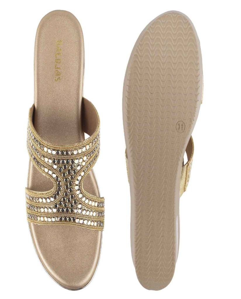 11505: Balujas Gold Wedge Heel Slipper