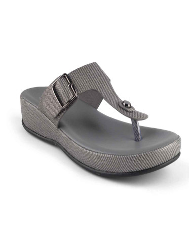 11382: Balujas Gunmetal Mid Heel Slipper