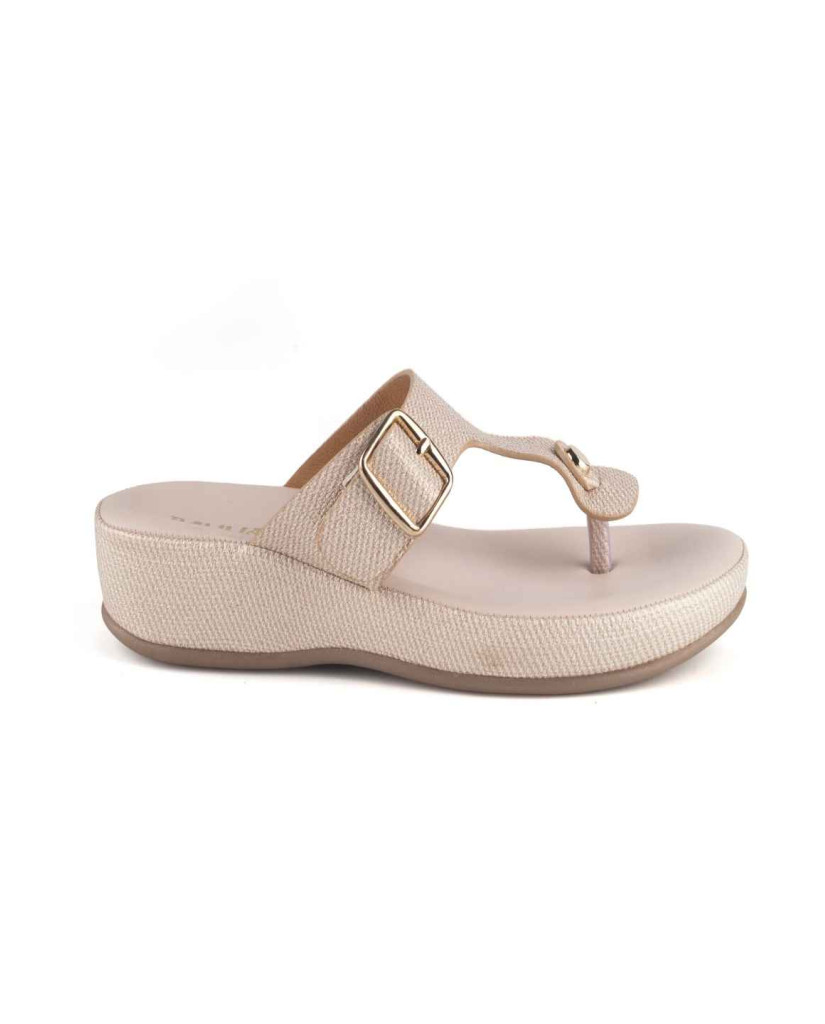 11382: Balujas Cream Mid Heel Slipper