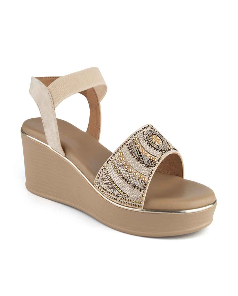 11871: Balujas Beige Wedge Heel Sandal