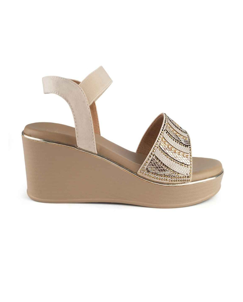 11871: Balujas Beige Wedge Heel Sandal