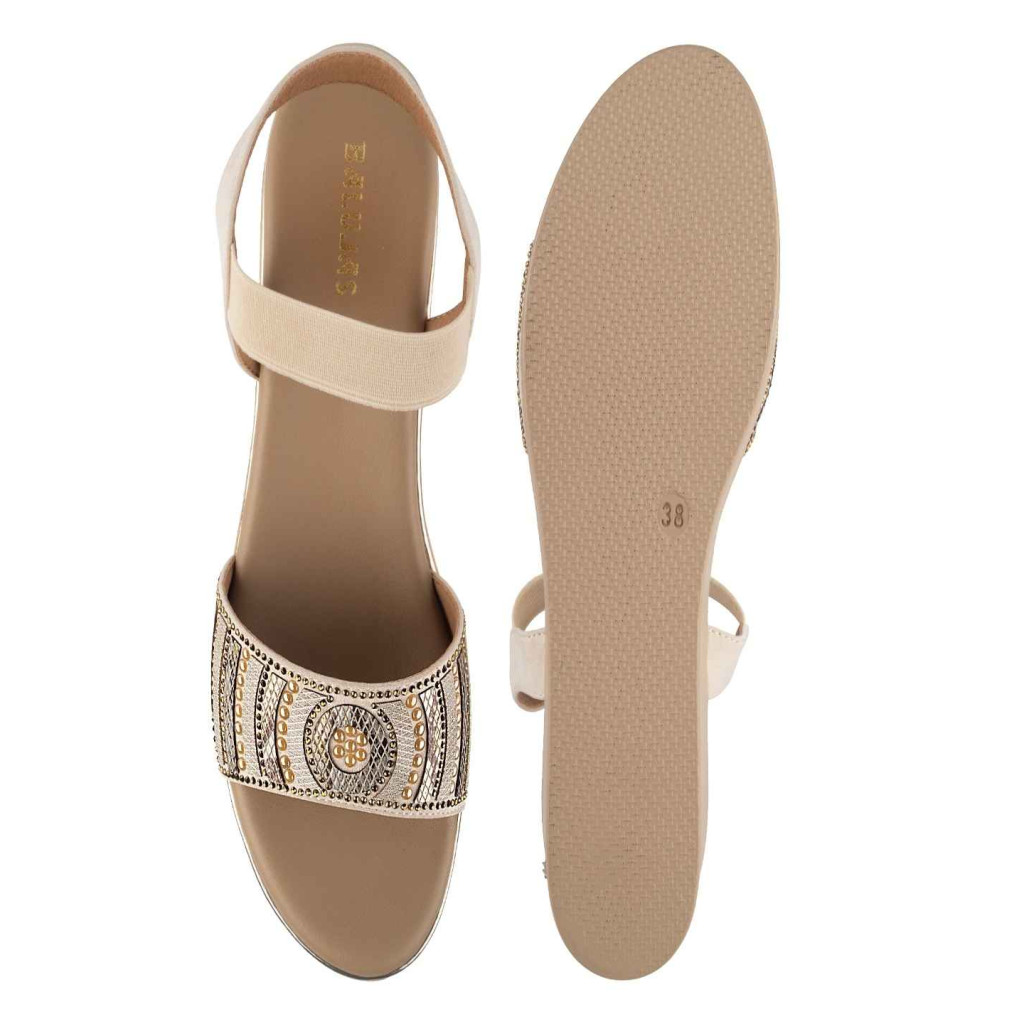 11871: Balujas Beige Wedge Heel Sandal