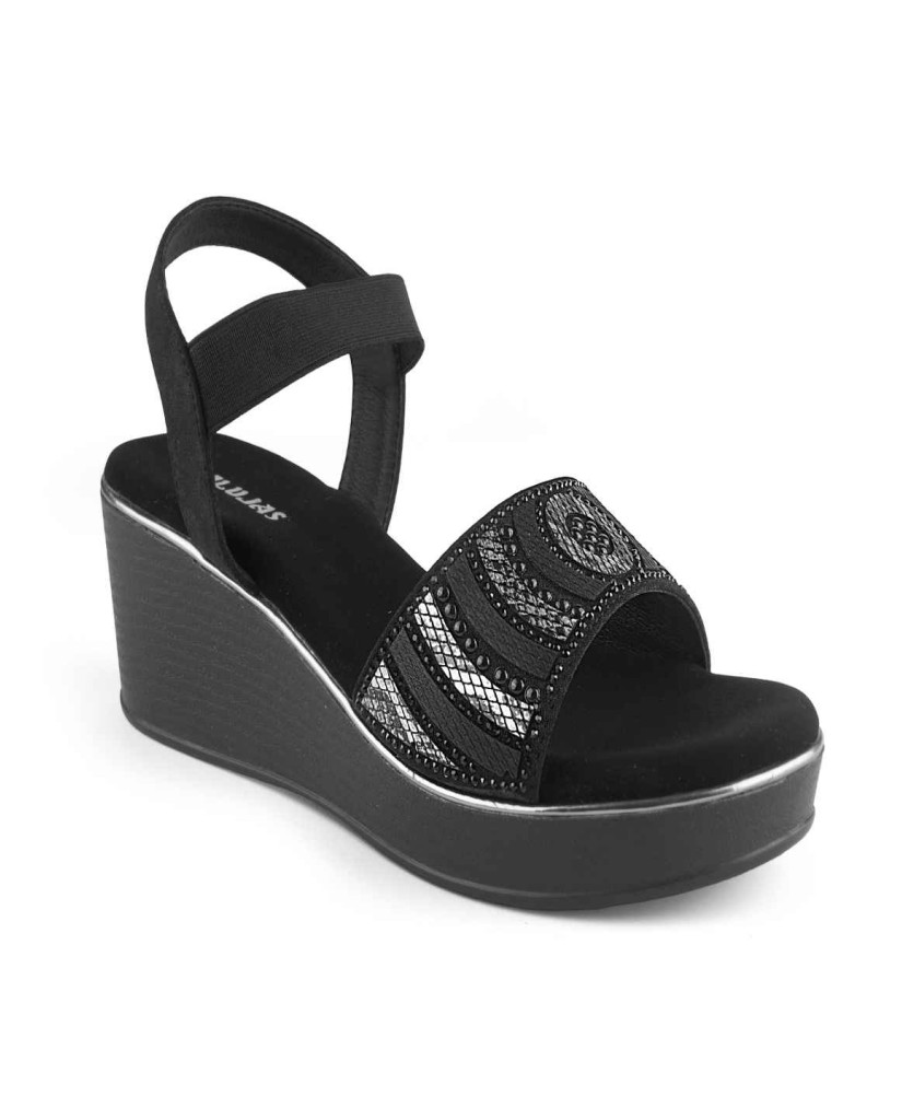 11871: Balujas Black Wedge Heel Sandal
