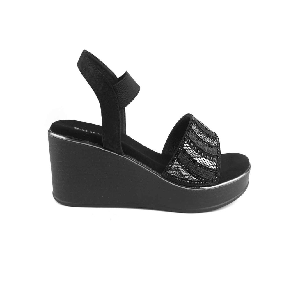 11871: Balujas Black Wedge Heel Sandal