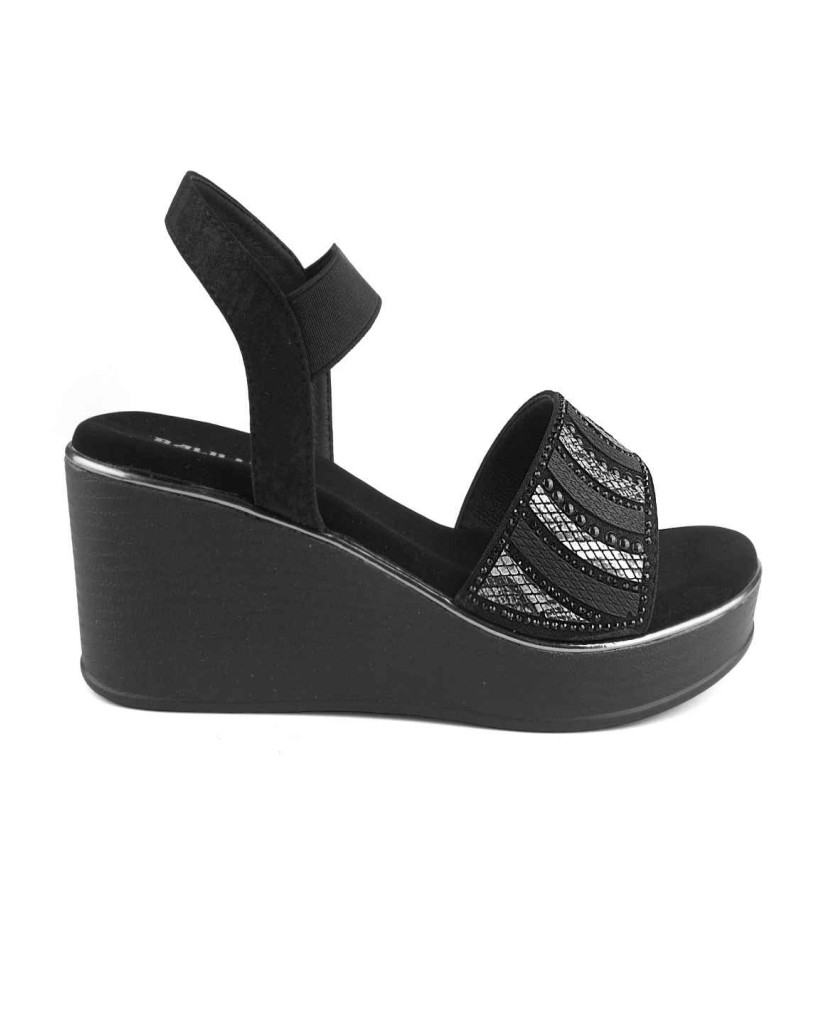 11871: Balujas Black Wedge Heel Sandal