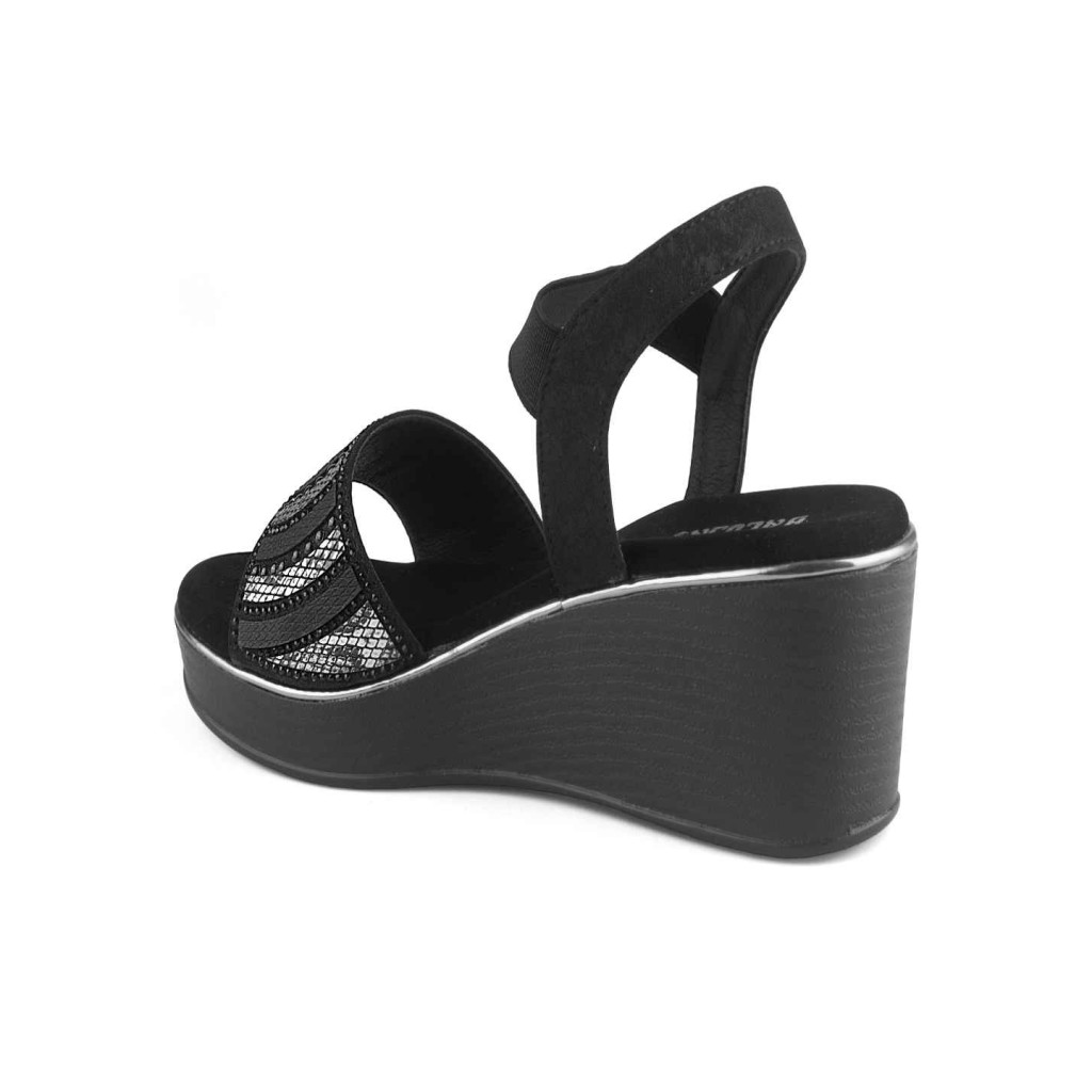 11871: Balujas Black Wedge Heel Sandal