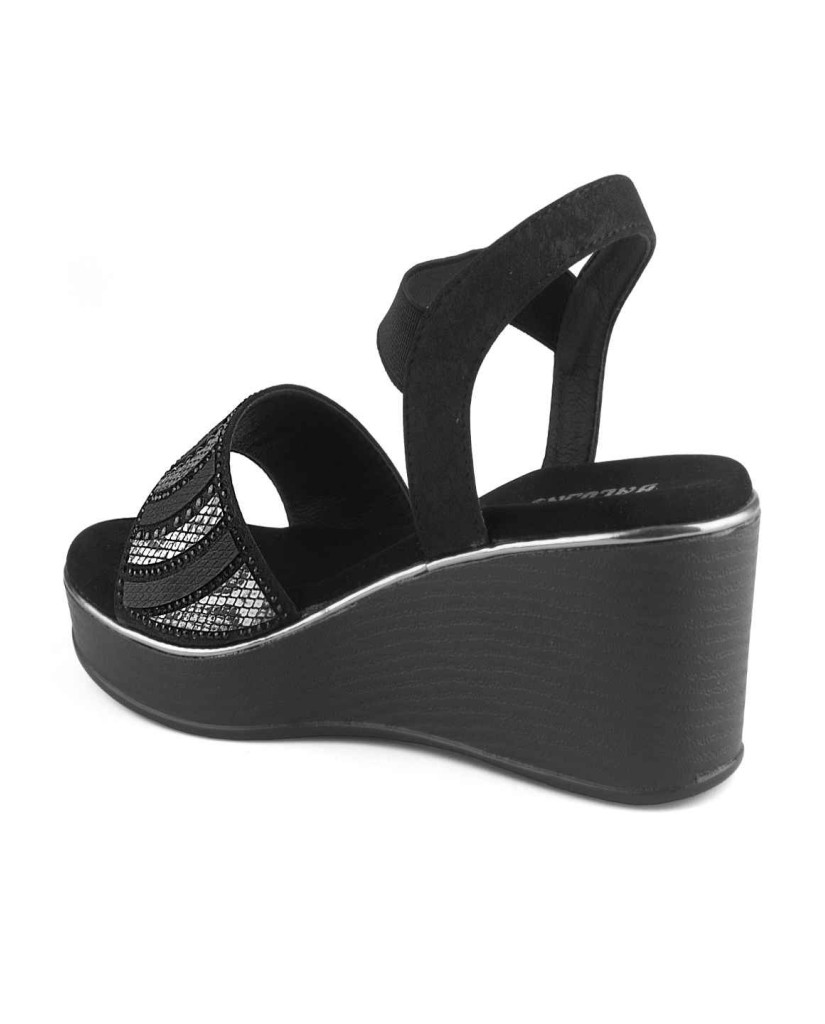 11871: Balujas Black Wedge Heel Sandal