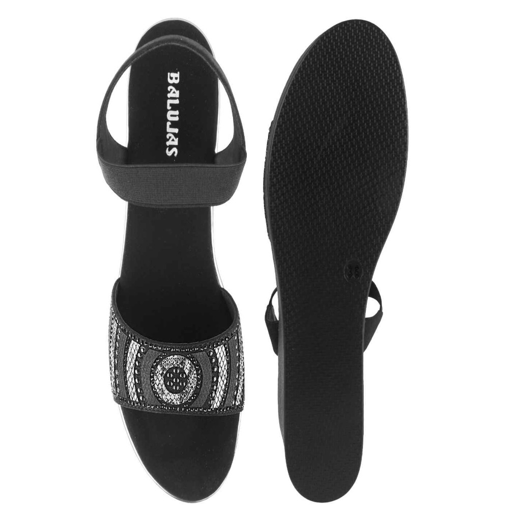 11871: Balujas Black Wedge Heel Sandal