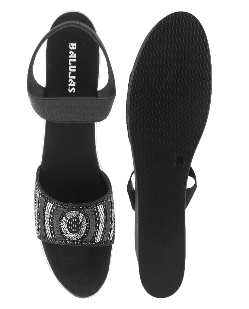 11871: Balujas Black Wedge Heel Sandal