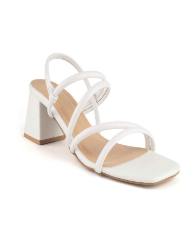4030: Balujas Women's White Chunky Heel Sandal
