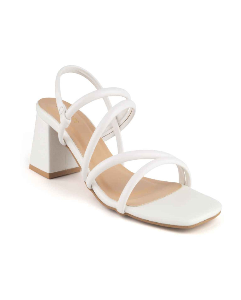 4030: Balujas Women's White Chunky Heel Sandal