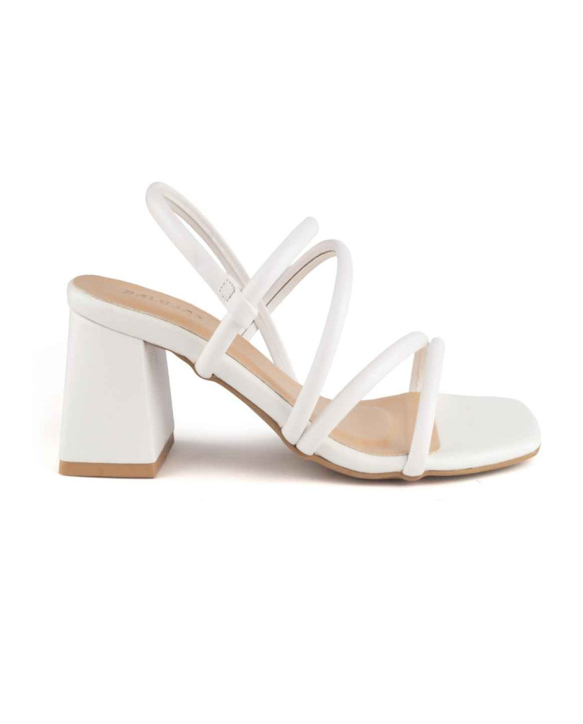 4030: Balujas Women's White Chunky Heel Sandal