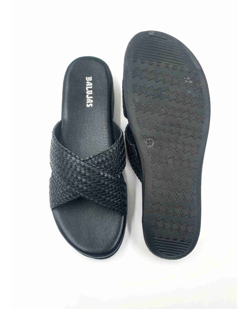 SW-01: Balujas Black Flat Slipper