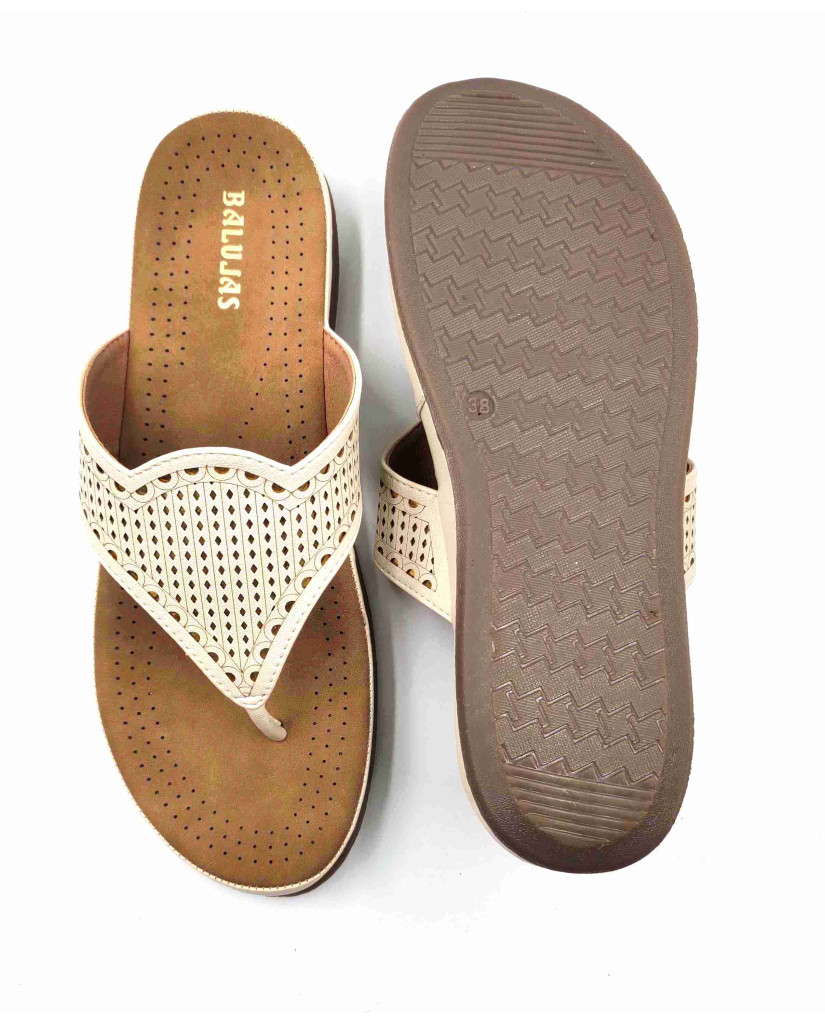 SW-03: Balujas Beige Flat Slipper