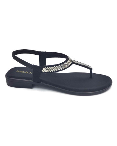 936 : Balujas Black Flat Ladies Sandal
