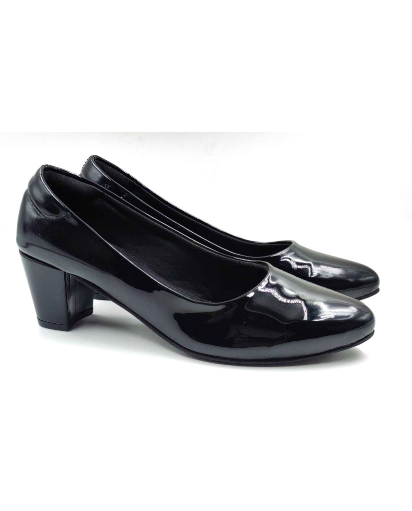 RF08-BOZ: Balujas Black Block Heel Pumps 