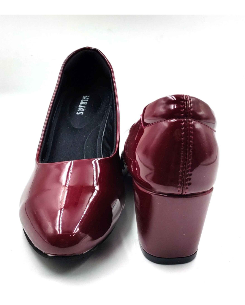 RF08-BOZ: Balujas Maroon Block Heel Pumps 