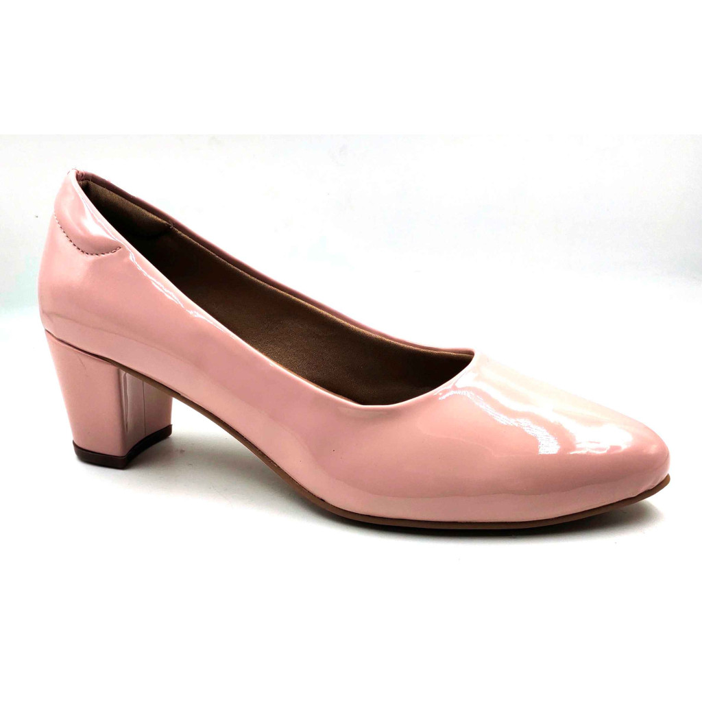 RF08-BOZ: Balujas Peach Block Heel Pumps 