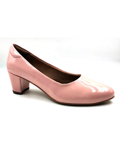 RF08-BOZ: Balujas Peach Block Heel Pumps 