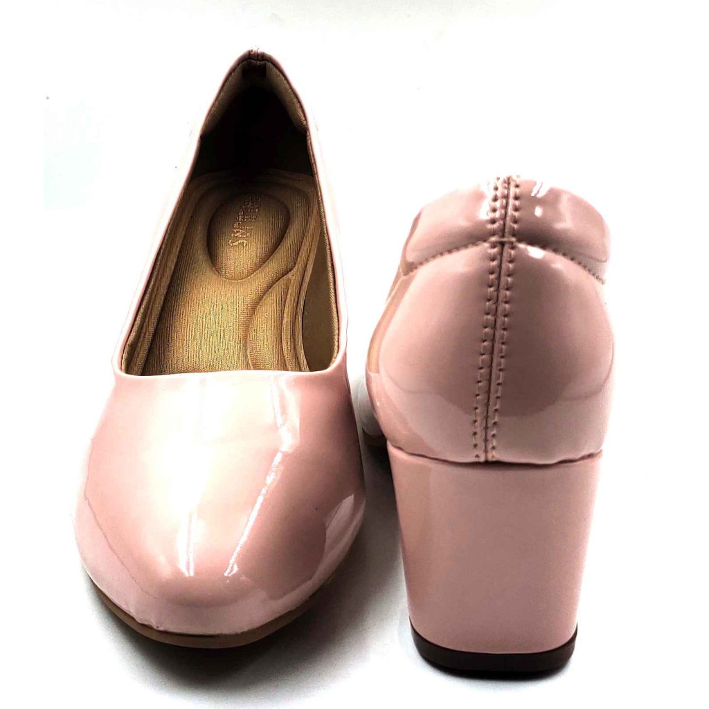 RF08-BOZ: Balujas Peach Block Heel Pumps 