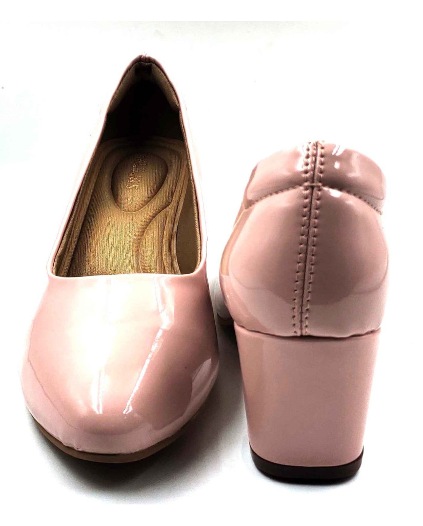 RF08-BOZ: Balujas Peach Block Heel Pumps 