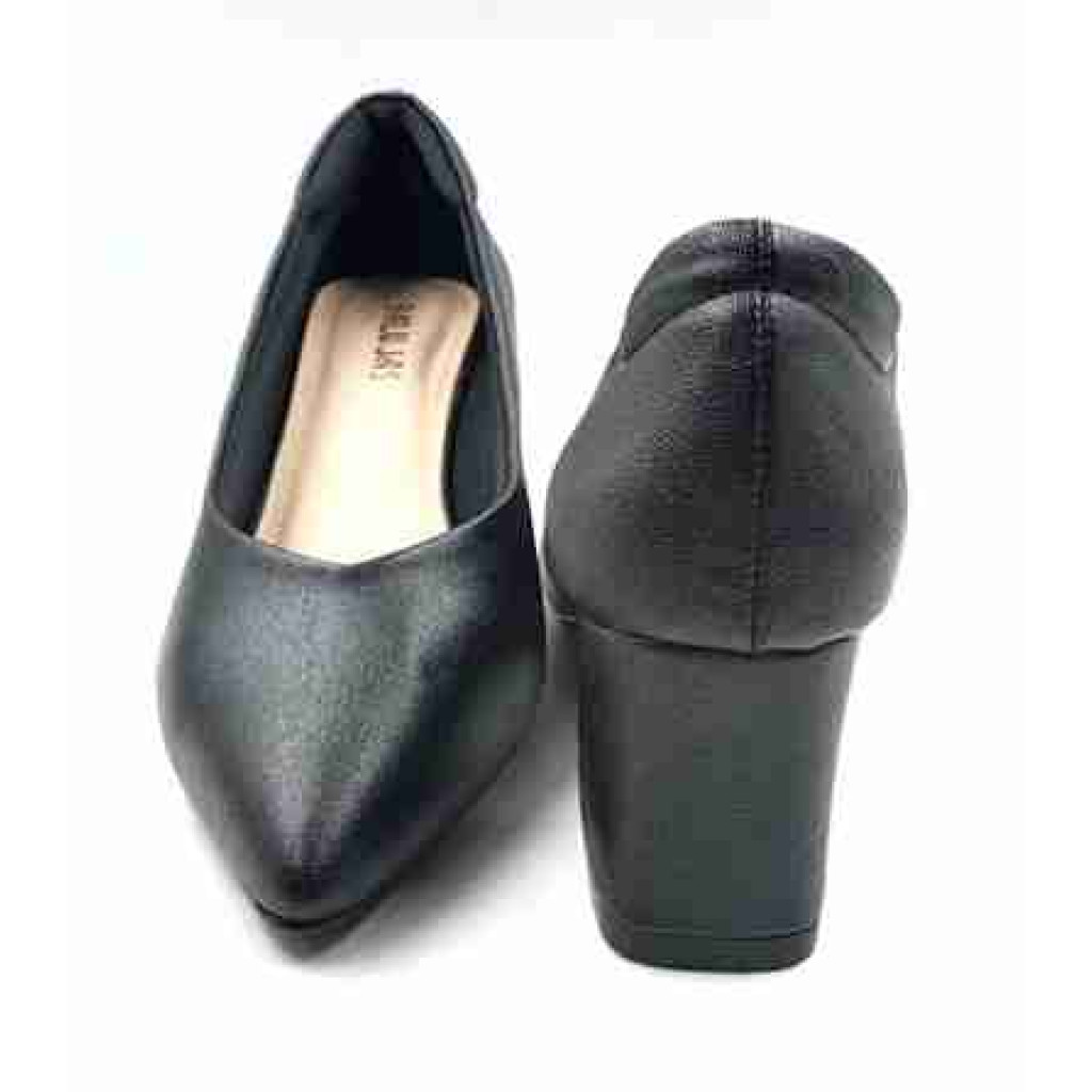 AR0009: Balujas Black Block Heel Pumps 