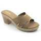 10192 : Balujas Beige Block Heel Ladies Slipper