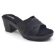 10192 : Balujas Black Block Heel Ladies Slipper