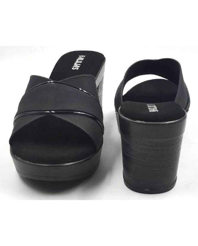 10192 : Balujas Black Block Heel Ladies Slipper