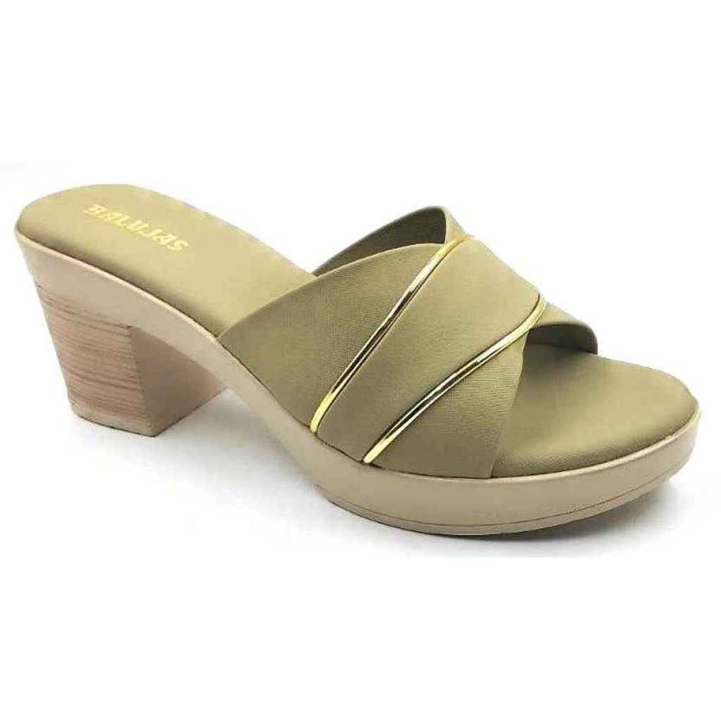 10192 : Balujas Green Block Heel Ladies Slipper