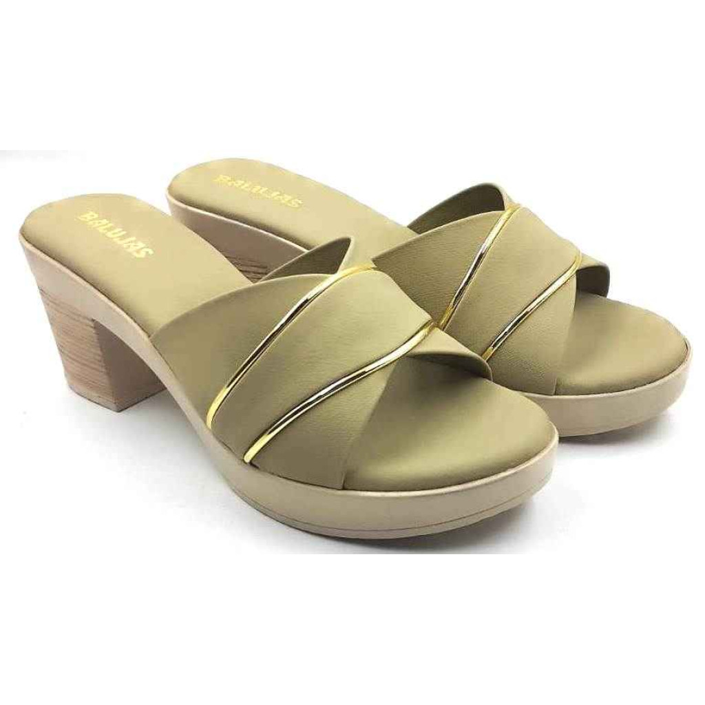 10192 : Balujas Green Block Heel Ladies Slipper