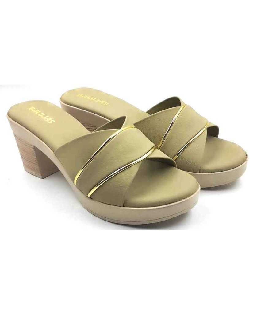 10192 : Balujas Green Block Heel Ladies Slipper