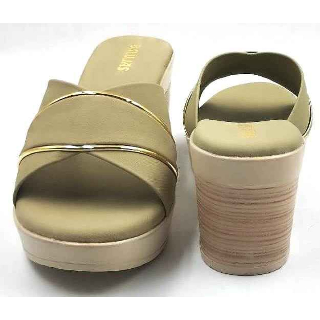 10192 : Balujas Green Block Heel Ladies Slipper