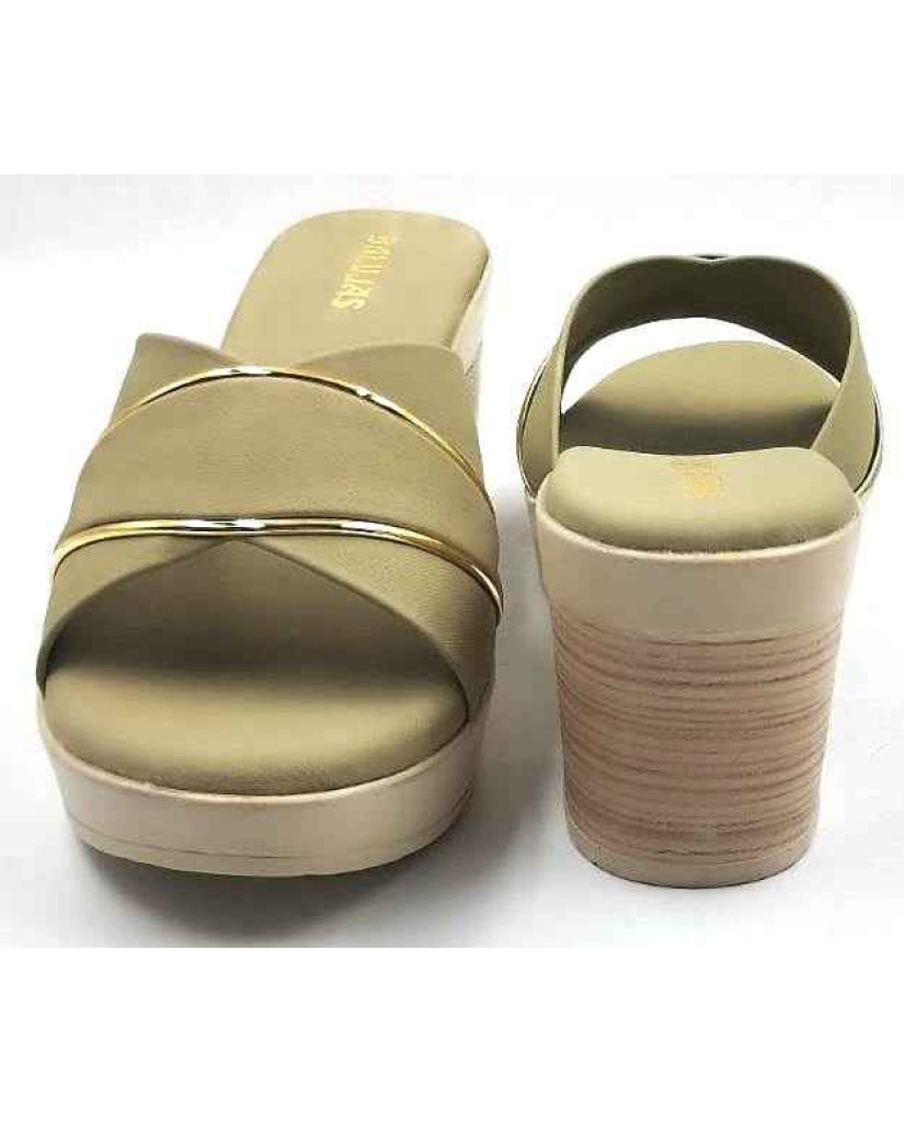 10192 : Balujas Green Block Heel Ladies Slipper