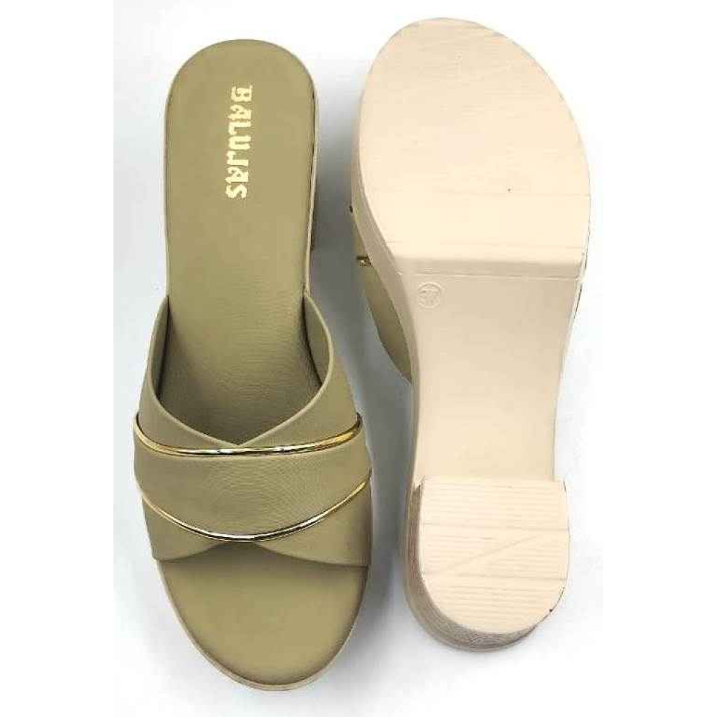 10192 : Balujas Green Block Heel Ladies Slipper