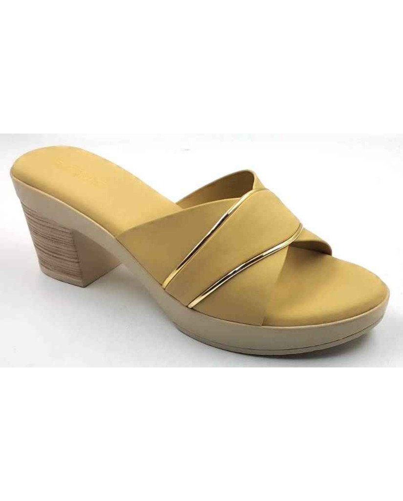 10192 : Balujas Yellow Block Heel Ladies Slipper