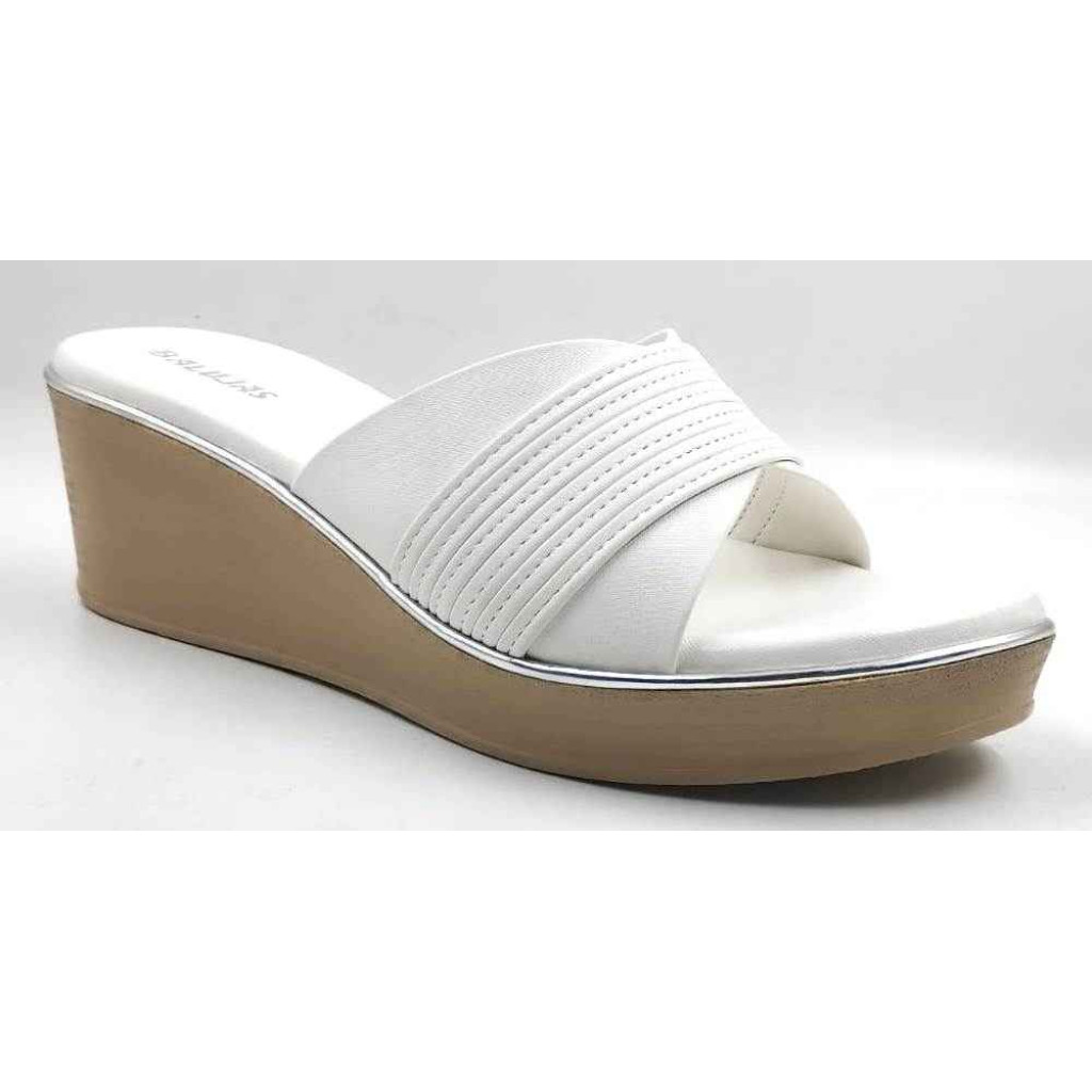 10279 : Balujas White Wedge Heel Ladies Slipper
