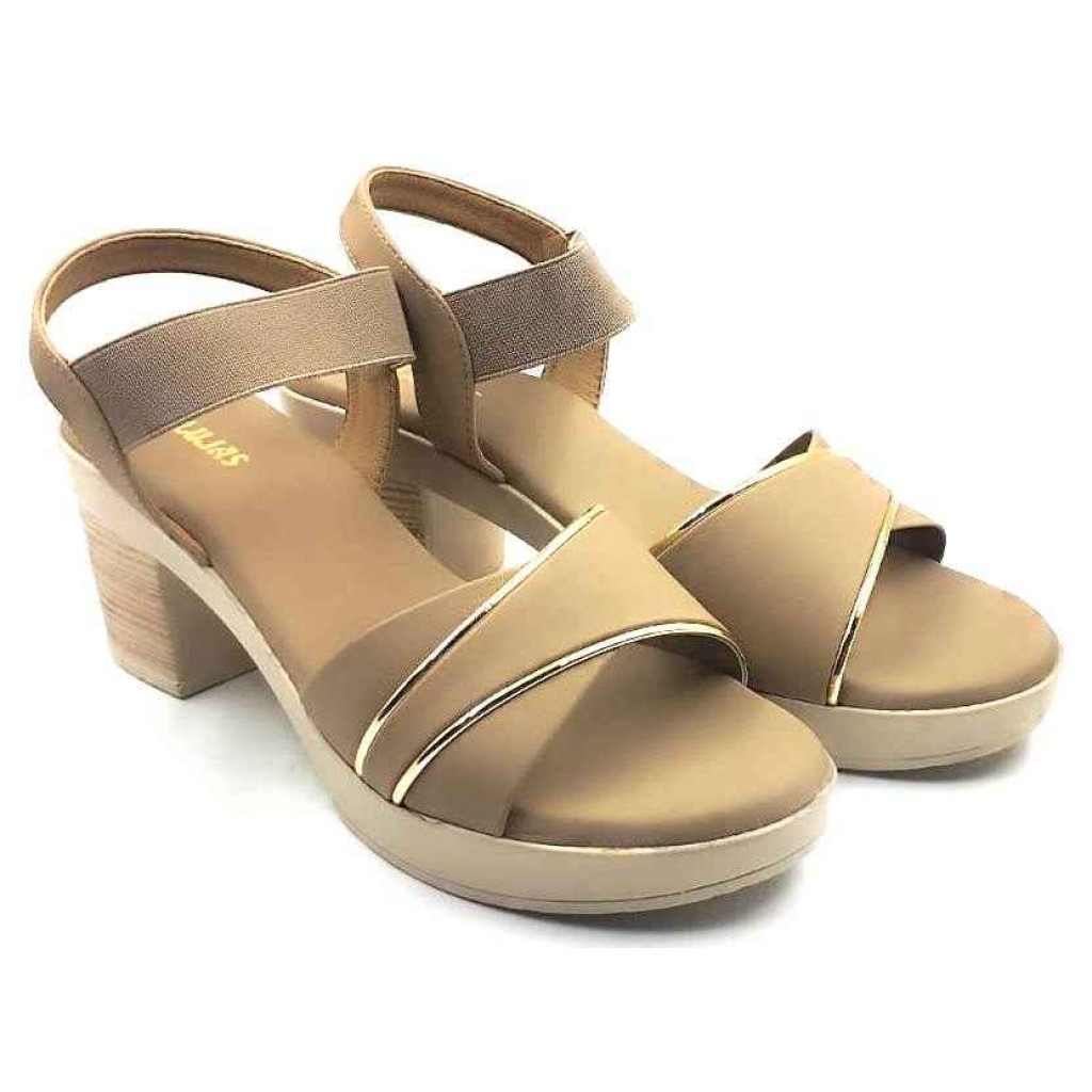10346 : Balujas Beige Block Heel Ladies Sandals
